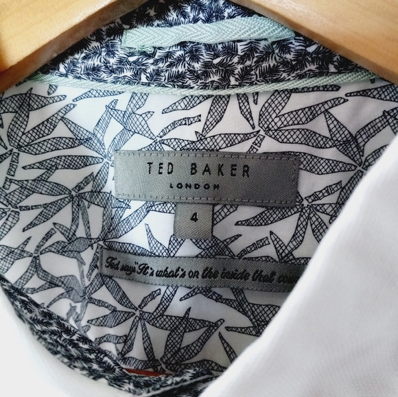 Ted Baker London Monkie Monkey Embroidery Short Sleeve Shirt Palms Bananas L - Picture 5 of 13